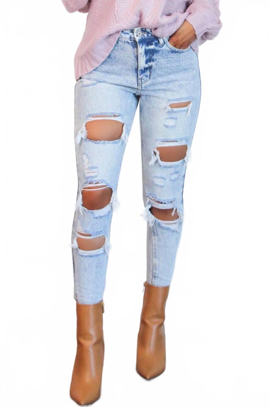 NEW KANCAN right on trend jeans in acid wash blue